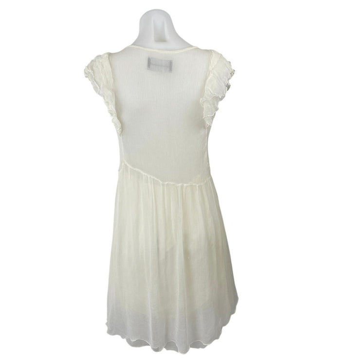 Zadig & Voltaire Deluxe Cream Lace Embroidered Sleeveless A Line Mini Dress Sz S