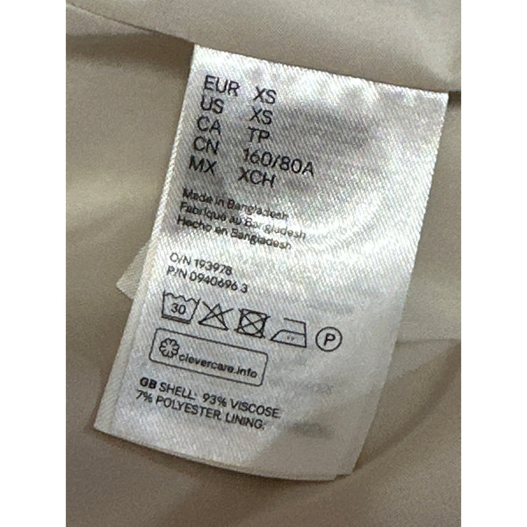 H&M Women's Beige Long Sleeve Double Breasted Blazer Coat Suit Jacket Size XS