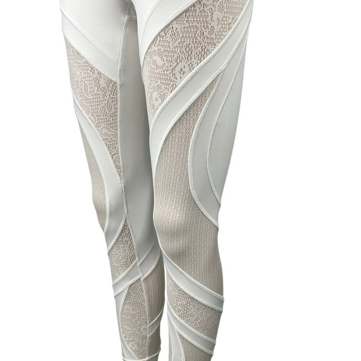 Lululemon Wunder Under White 25" Lace Panels High Waist Tight Leggings Pants 4