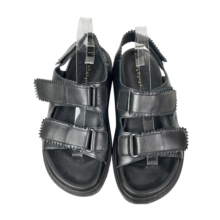 Maguire Tavira Black Zigzag Edge Chunky Straps Platform Flats Sandals 39 US 7.5