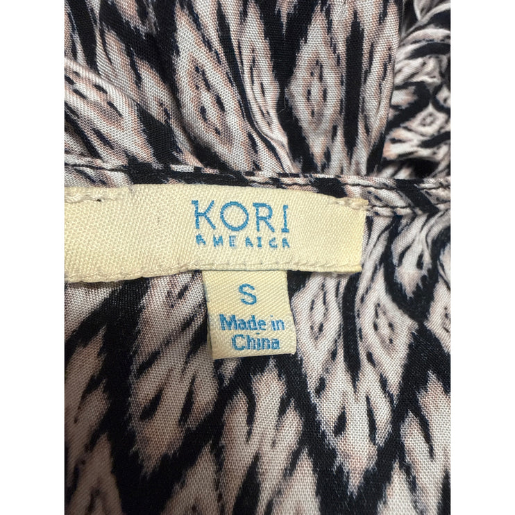 Kori Black Argyle Diamond Long Sleeve Tassel Tie V Neck Boho Romper Shorts Sz S