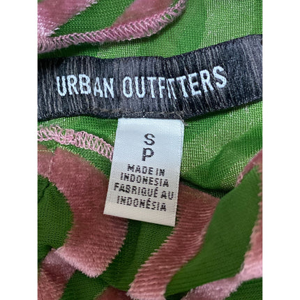 Urban Outfitters Green Pink Velvet Velour Swirl Long Sleeve Mock Neck Blouse S