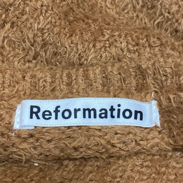Reformation Brown Teddy Fleece Sleeveless Cami Camisole Crop Tank Top Size L