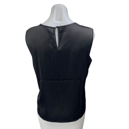 Joie Women's Black Sleeveless Embroidered Floral Mesh Tank Blouse Top Size M