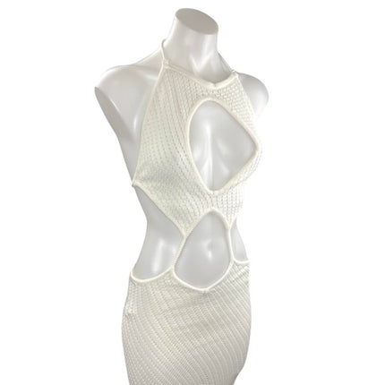 NEW Peppermayo White Sleeveless Cut Out Summer Beach Maxi Tank Sheath Dress S/M