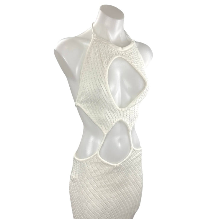 NEW Peppermayo White Sleeveless Cut Out Summer Beach Maxi Tank Sheath Dress S/M