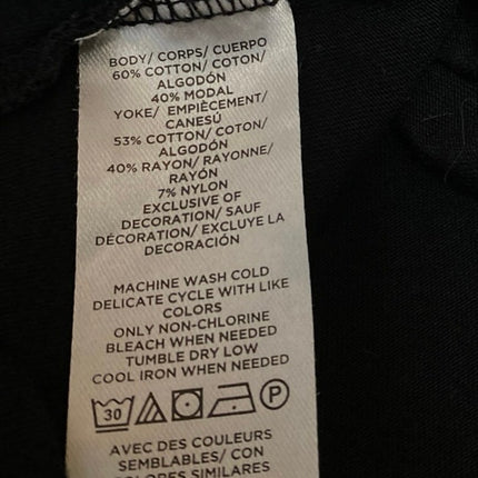 Ann Taylor LOFT Black Long Sleeve Floral Embroidered Mock Neck Blouse Top Size S