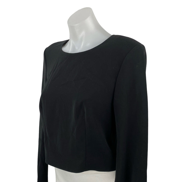 Elizabeth and James Women's Black Long Bell Sleeve Career Crop Blouse Top Size 6