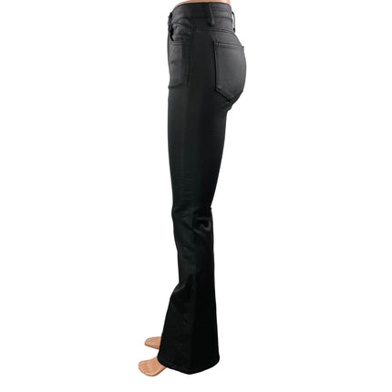 Edikted Women's Black Coated High Rise Slim Bootcut Flared Denim Jeans Size M