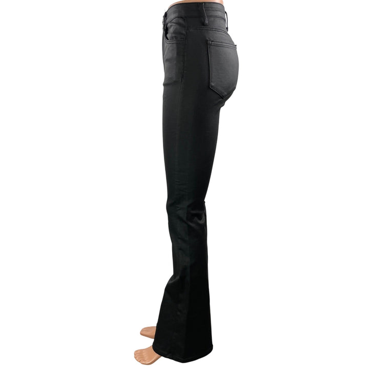 Edikted Women's Black Coated High Rise Slim Bootcut Flared Denim Jeans Size M