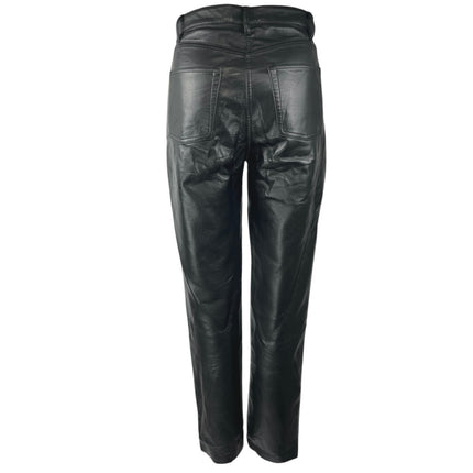 Aritzia Wilfred Black Faux Vegan Leather High Waist Straight Trousers Pants Sz 2