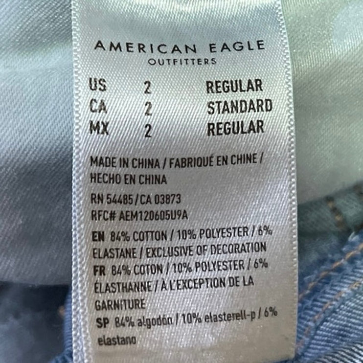 American Eagle The Dream Jean Blue Skinny Leg High Waist Denim Jeans Pants Sz 2
