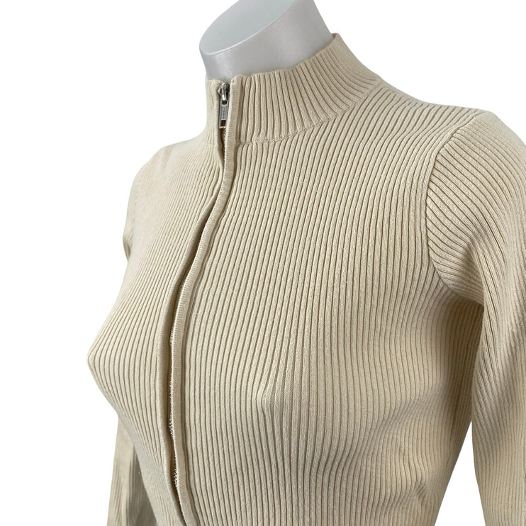 Brandy Melville Cream Ribbed Mock Neck Long Sleeve Cardigan Sweater Jacket Sz S