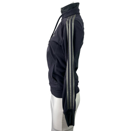 Adidas Women's Black Stripe Long Sleeve Full Zip Athletic Track Jacket Size S