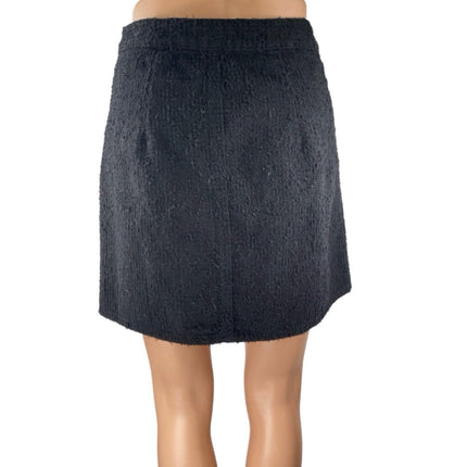 Zara Women's Black High Waisted Textured Frayed Slit Straight Mini Skirt Size S