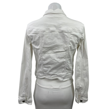 KanCan Women's White Long Sleeve Button Down Denim Jean Trucker Jacket Size M