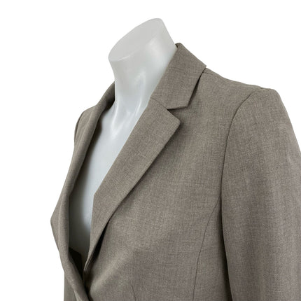 Ann Taylor LOFT Womens Khaki Long Sleeve Collared Button Blazer Coat Jacket 0P
