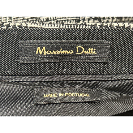 Massimo Dutti Black White Wool Plaid Knit Straight Leg Trousers Dress Pants Sz 2