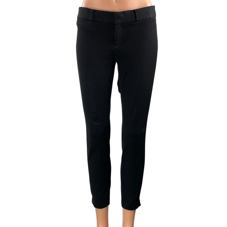 Banana Republic Sloan Women Black Mid Rise Skinny Cropped Trousers Pants Size 25