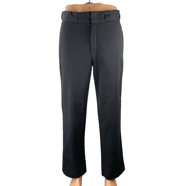 Dickies Mens Black High Rise Loose Straight Slacks Chino Trousers Dress Pants 32