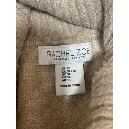 Rachel Zoe Tan Beige Leopard Turtleneck Long Sleeve Knit Sweater Top Size XL