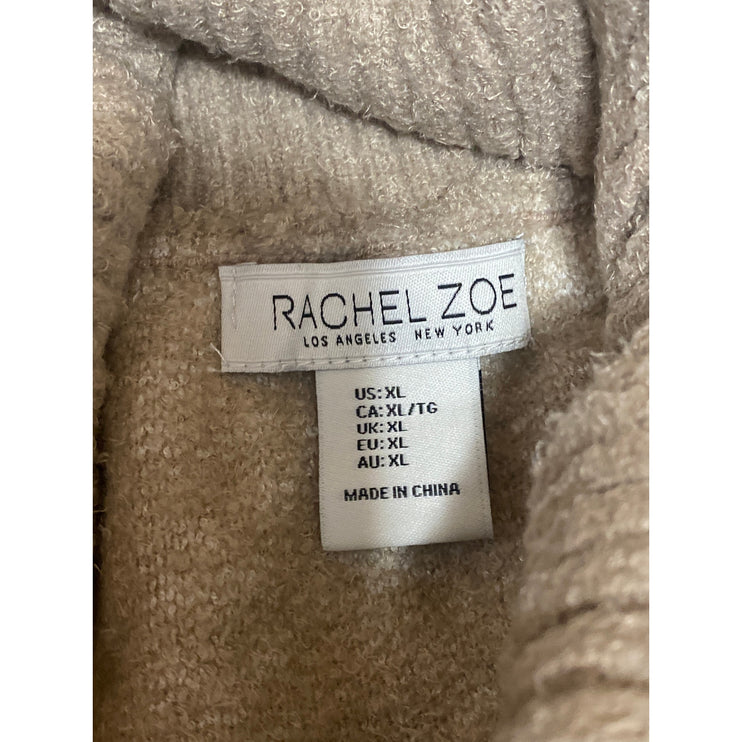 Rachel Zoe Tan Beige Leopard Turtleneck Long Sleeve Knit Sweater Top Size XL