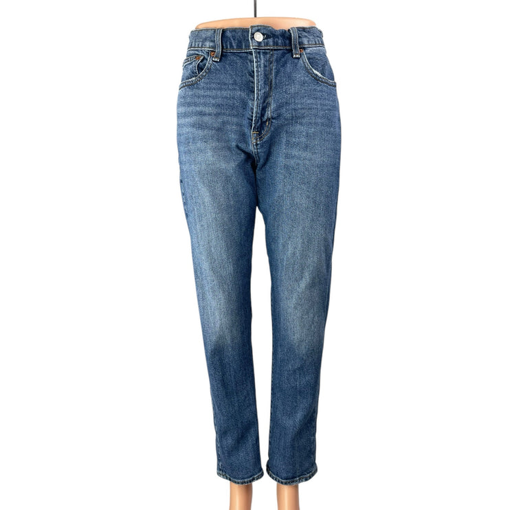 GAP Womens Blue High Rise Slim Fit Straight Leg Medium Wash Denim Jeans Pants 29