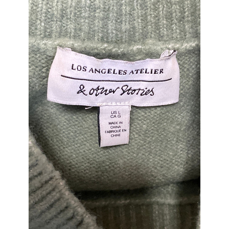 & Other Stories Women's Green Mock Neck Long Sleeve Sweatshirt Sweater Top Sz L