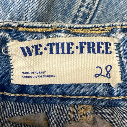 Free People We The Free Blue High Rise Distressed Mini Denim Jean Skirt Size 28