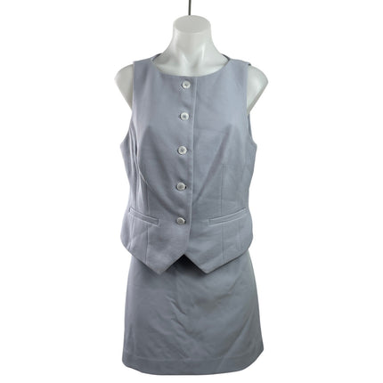EXPRESS Women's Gray Sleeveless Button Front Vest Top & Mini Skirt Sets Size M