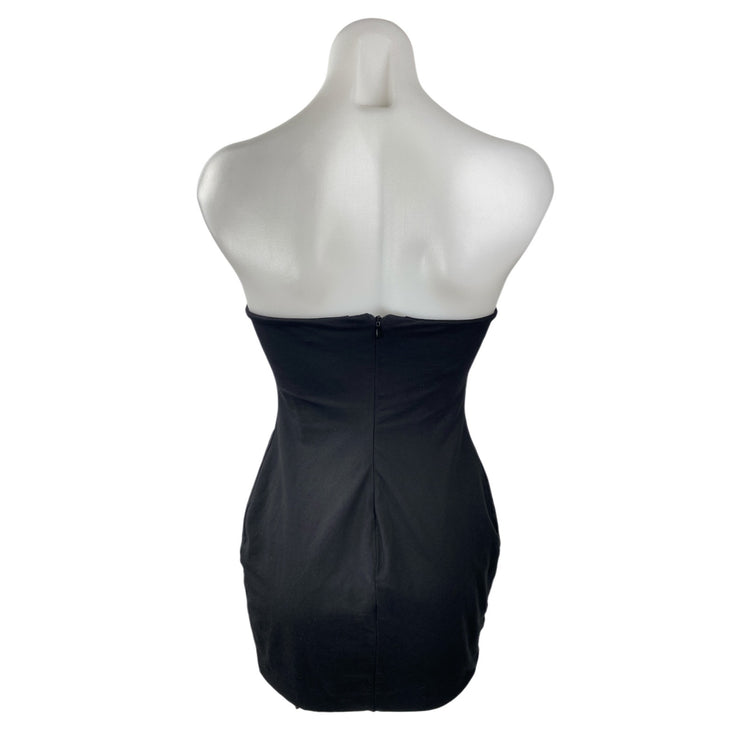 Superdown Black Strapless Tube Bandeau Slit Sleeveless Mini Bodycon Dress Size S