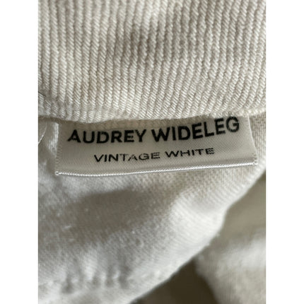 Amo Audrey Women's White Palazzo Utility Baggy Wide Leg Denim Jeans Pants Sz 26