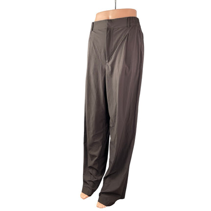 Gapfit Women's Brown High Rise Pleated Wide Leg Straight Trousers Pants Size M