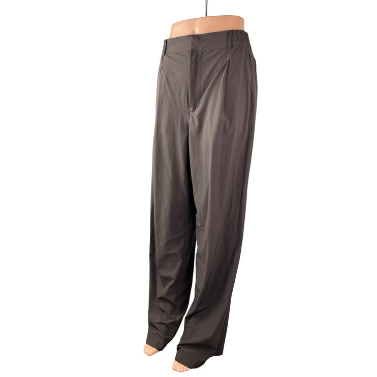 Gapfit Women's Brown High Rise Pleated Wide Leg Straight Trousers Pants Size M