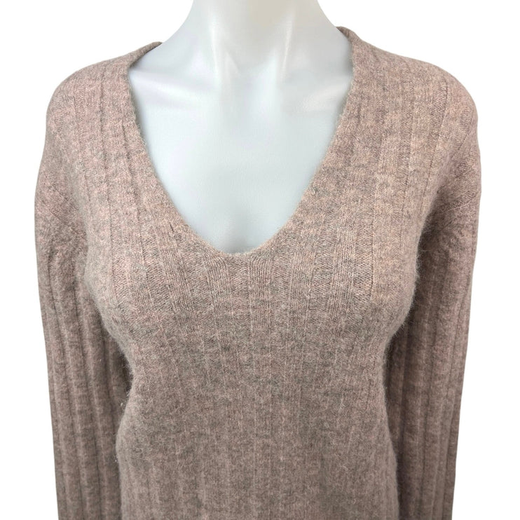 Aritzia Wilfred Free Pink Tan Alpaca Wool Scoop Neck Long Sleeve Sweater Top S