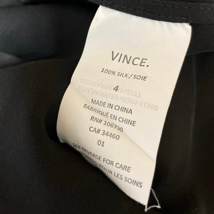 Vince Women's Black Silk Long Sleeve V Neck Semi Sheer High Low Blouse Top Sz 4