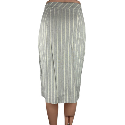 Banana Republic Gray Yellow Striped High Waisted Pull On Slit Midi Skirt Size 2