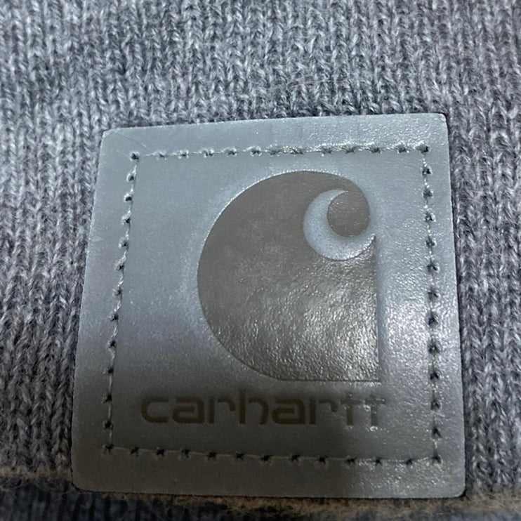 Carhartt Women's Gray Rib Knit Cuffed Snow Winter Bonnet Beanie Hat One Size