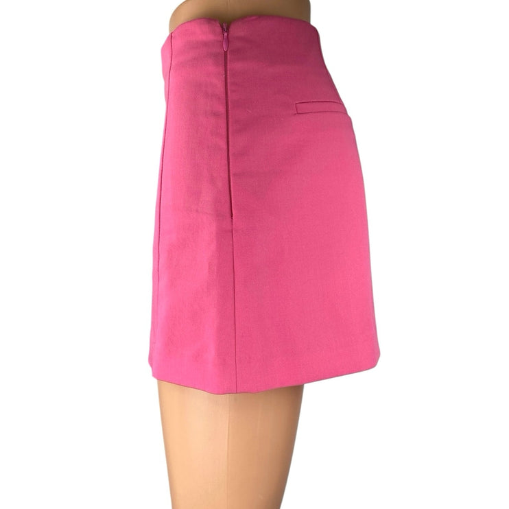 Zara Women's Pink High Waist Wide Leg Side Zip Mini A-Line Skirt Skort Size M