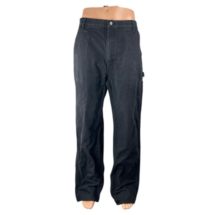 Carhartt Vintage Men's Faded Black High Rise Straight Wide Leg Denim Jeans 38x34