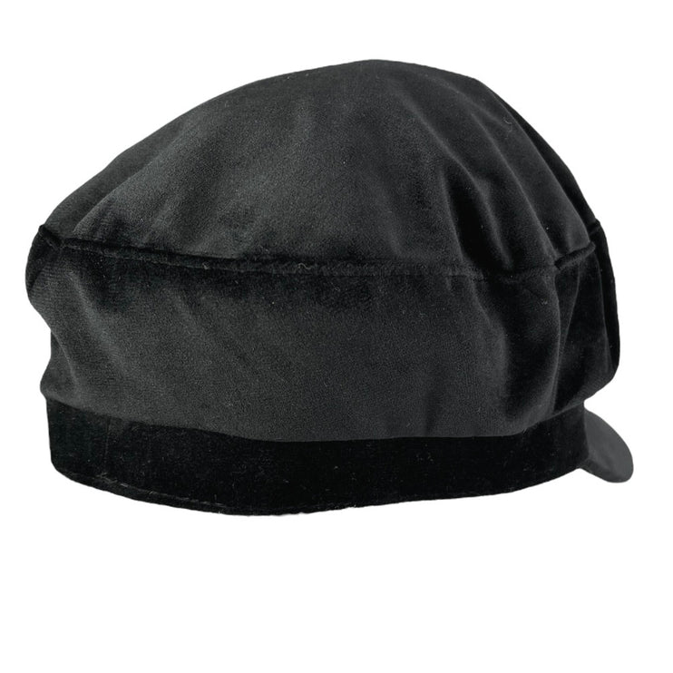 Zara Accessories Black Velour Velvet Newsboy Casquette Beret Nautical Cap Hat S