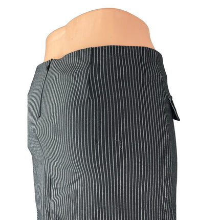 Superdown Black White Pinstriped Faux Pocket High Waist Pencil Mini Skirt Size S