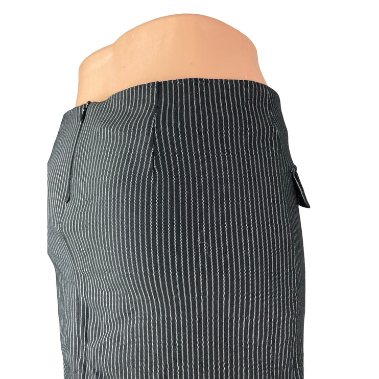 Superdown Black White Pinstriped Faux Pocket High Waist Pencil Mini Skirt Size S
