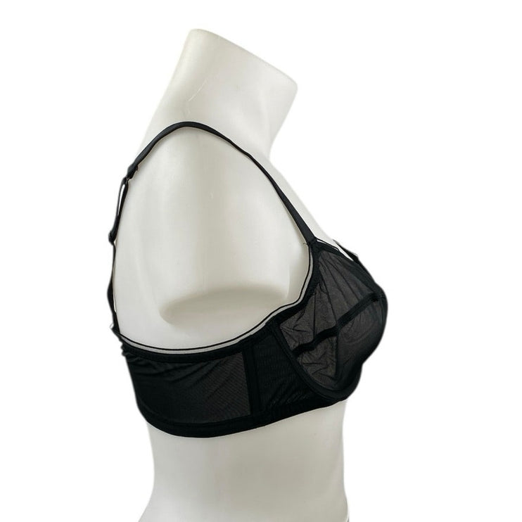 Savage X Fenty Black X-Ray Vision Half Cup Plunge Adjustable Underwire Bra 40C