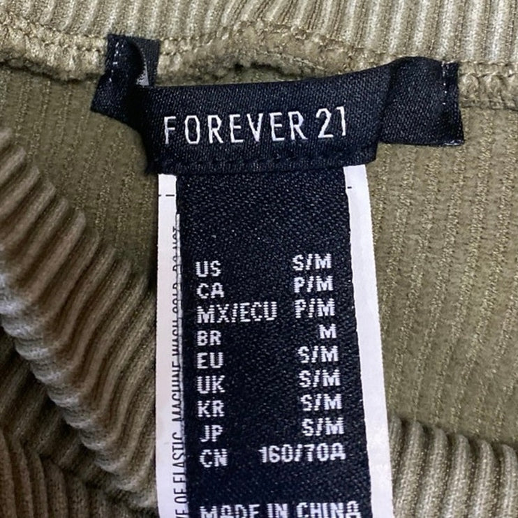 Forever 21 Olive Green Sleeveless Rib High Neck Mini Bodycon Sweater Dress S/M
