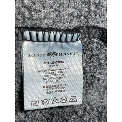 Brandy Melville Women's Black Fleece Full Zip Hoodie Cropped Sweatshirt Top S/M