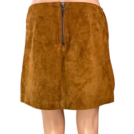 BlankNYC Women's Tan 100% Leather High Waist Pocket Slit Straight Mini Skirt 27