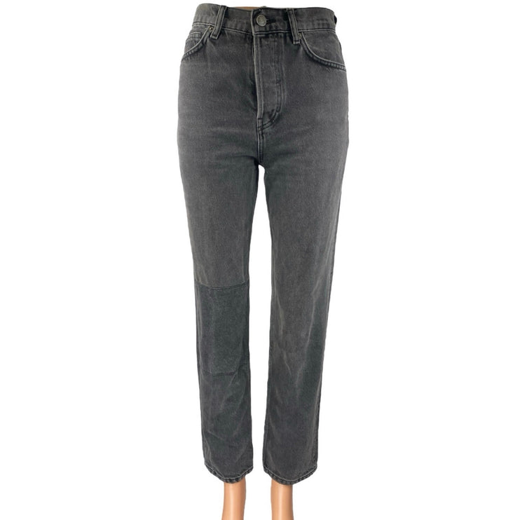 Reformation Cynthia Patch High Rise Straight Women's Black Denim Jeans Size 24