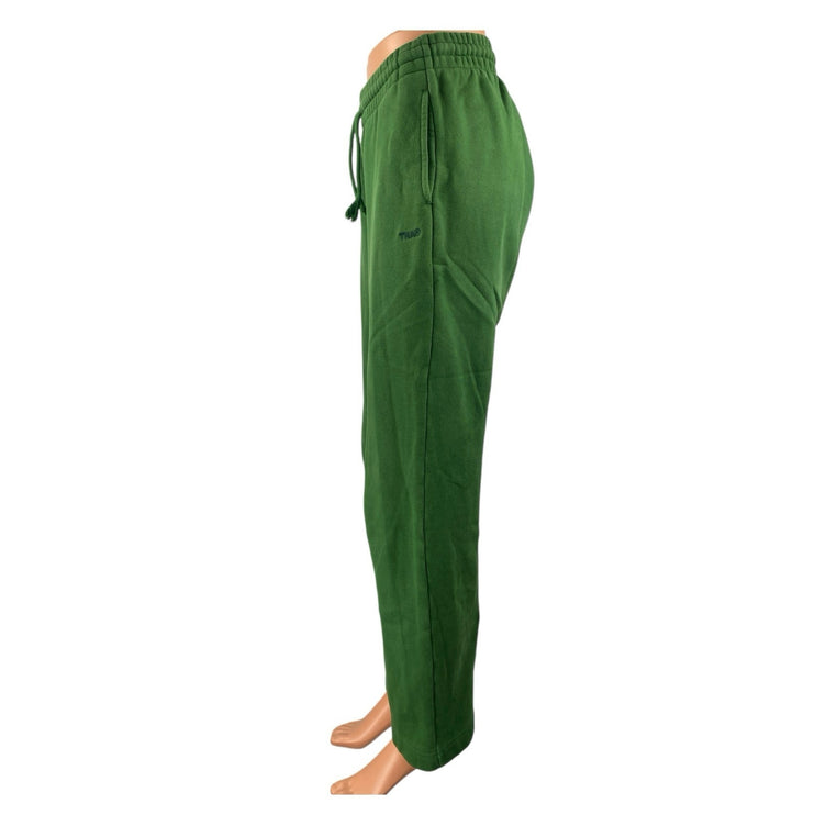 Aritzia TNA Sweatfleece Green Elastic Waist Wide Leg Trousers Sweatpants Size XS