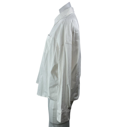 WeWoreWhat Women's White Long Sleeve Pocket Cotton Button Down Shirt Top Size S